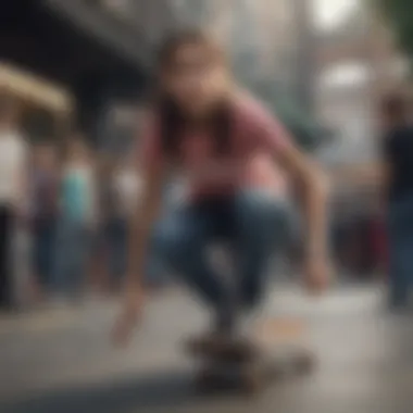 Beatrice Domond engaging with young athletes at a skateboarding event