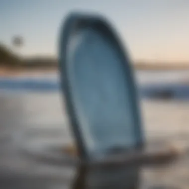 Close-up of a high-performance bodyboard featuring advanced materials and design.