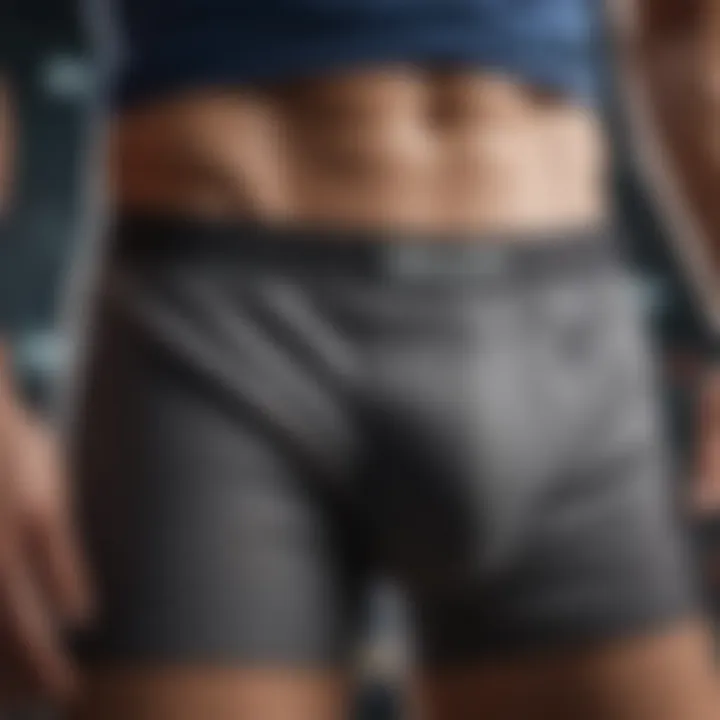 Close-up of unique features of PSD Space Jam boxers, highlighting material and stitching.