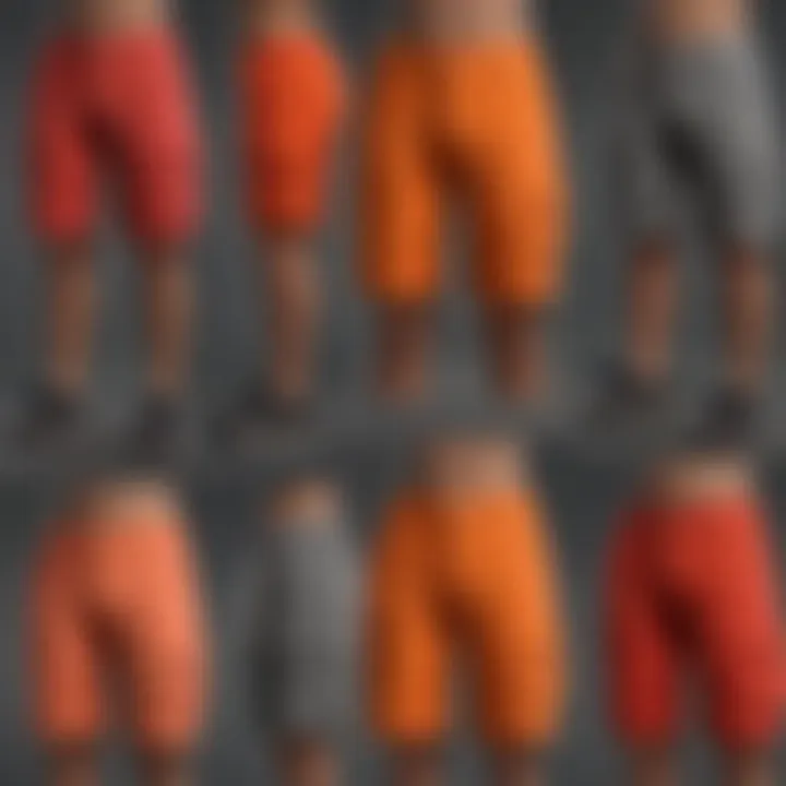 Vibrant display of color options available for Dickies high rise carpenter shorts