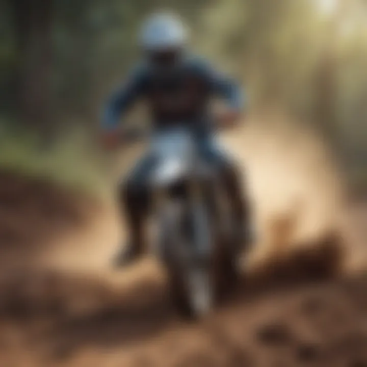 A rider navigating a challenging dirt track on an electric motocross bike