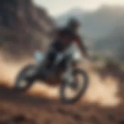 An electric motocross bike navigating a rugged terrain