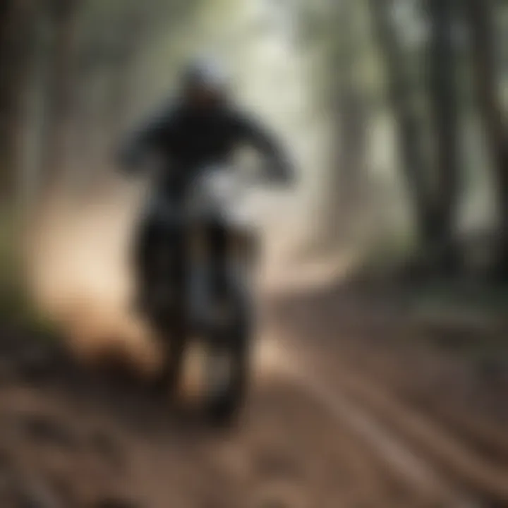 An extreme biker navigating through a challenging trail