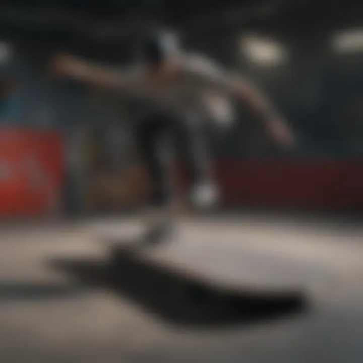 A close-up of a skateboarder performing a trick in mid-air