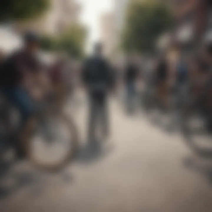 A group of cyclists gathering at a local meet-up event in San Francisco.