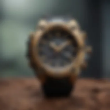 G Shock black and gold watch in an extreme sports setting