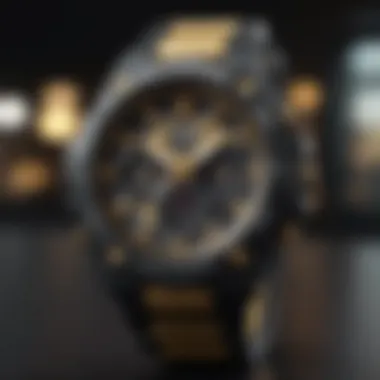 G Shock black and gold watch showcasing its sleek design