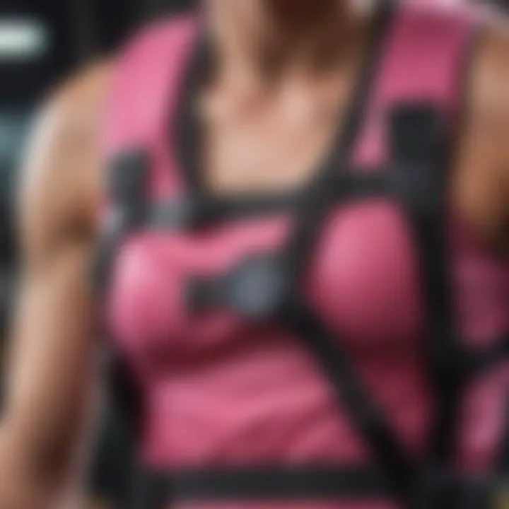 Close-up of ion pink integrated into a safety harness for extreme sports