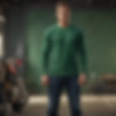 Man styling a green t-shirt for a casual look