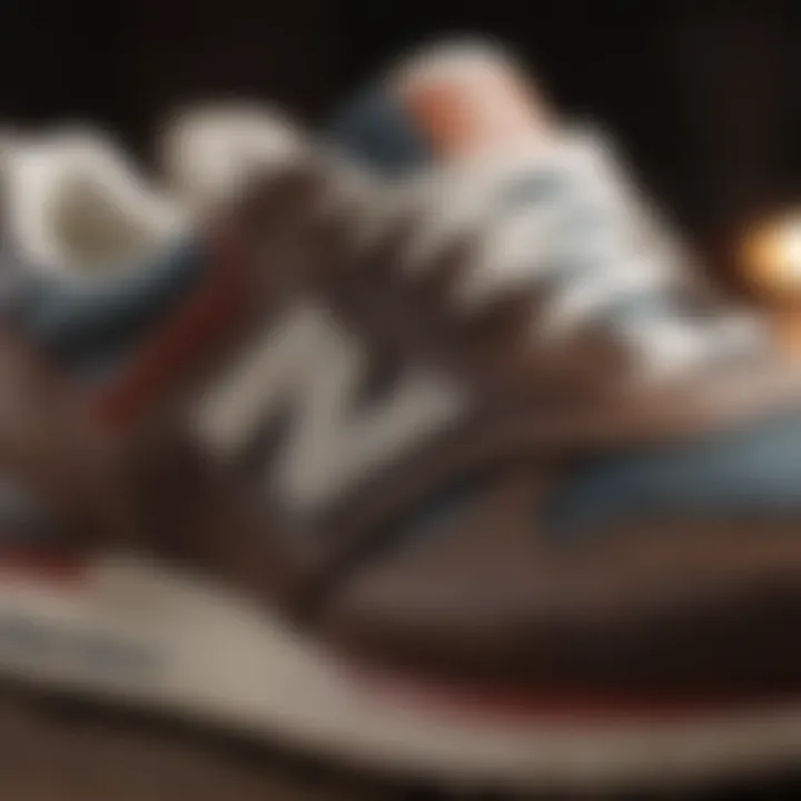 Close-up view of premium materials used in New Balance vintage shoes.