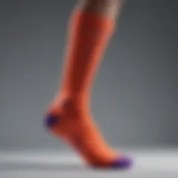 Close-up view of Nike Dri-FIT colored socks showcasing the fabric texture