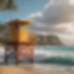 Lifeguard tower overlooking the beautiful waves at Waikiki Beach