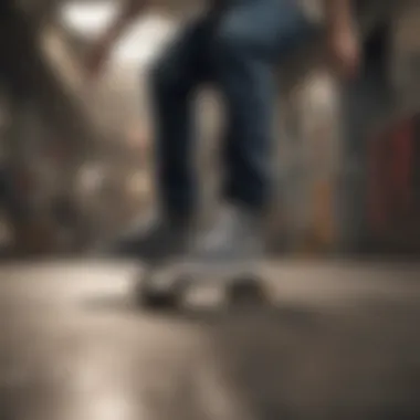 Skater performing tricks wearing high-performance skate shoes