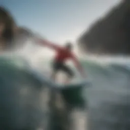 A surfer riding a perfect wave