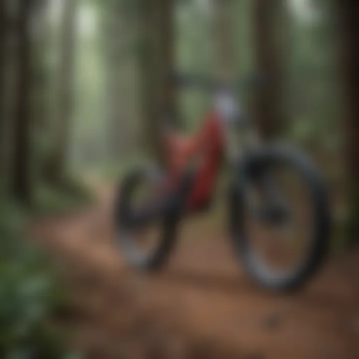 A sleek Santa Cruz downhill bike navigating a challenging trail