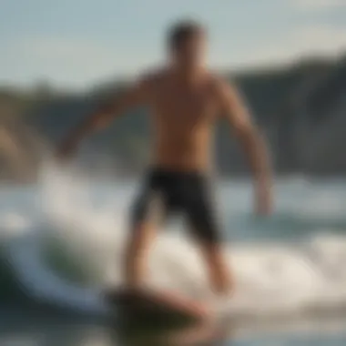 Dynamic Surfing Action in Santa Cruz Swim Trunks Athlete performing a dynamic surf move in Santa Cruz swim trunks