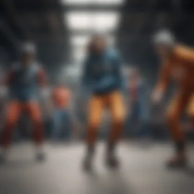 A group of skaters in diverse outfits, illustrating the culture of extreme sports fashion