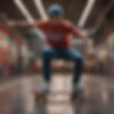 A vibrant collection of skater type clothing showcasing unique styles and patterns
