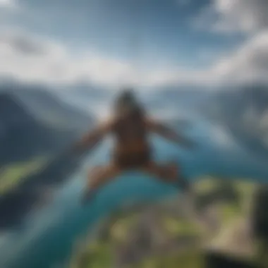Thrilling Free-Fall Experience Over Lucerne Skydiver in free-fall over Lucerne's picturesque landscape