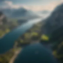 Panoramic view of Lucerne's lake and mountains from above