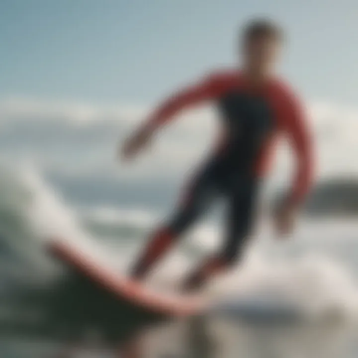 An athlete performing a surf maneuver in stylish gear