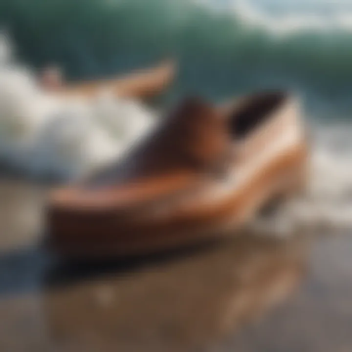 Close-up of surf loafers showcasing material and design