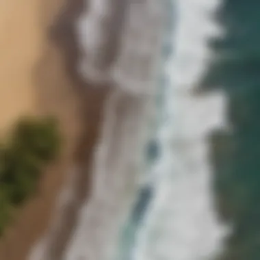 Aerial Perspective of North Shore's Surfing Waves Aerial view of North Shore Maui showcasing iconic surf breaks