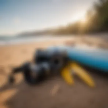 Essential Surf Gear for North Shore Adventures Surfing gear laid out on the sandy beach
