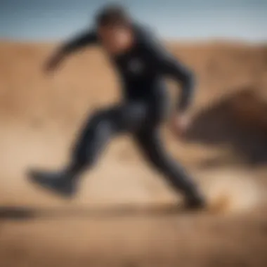 Extreme sports athlete wearing Black Leopard Vans while performing a high-action stunt.