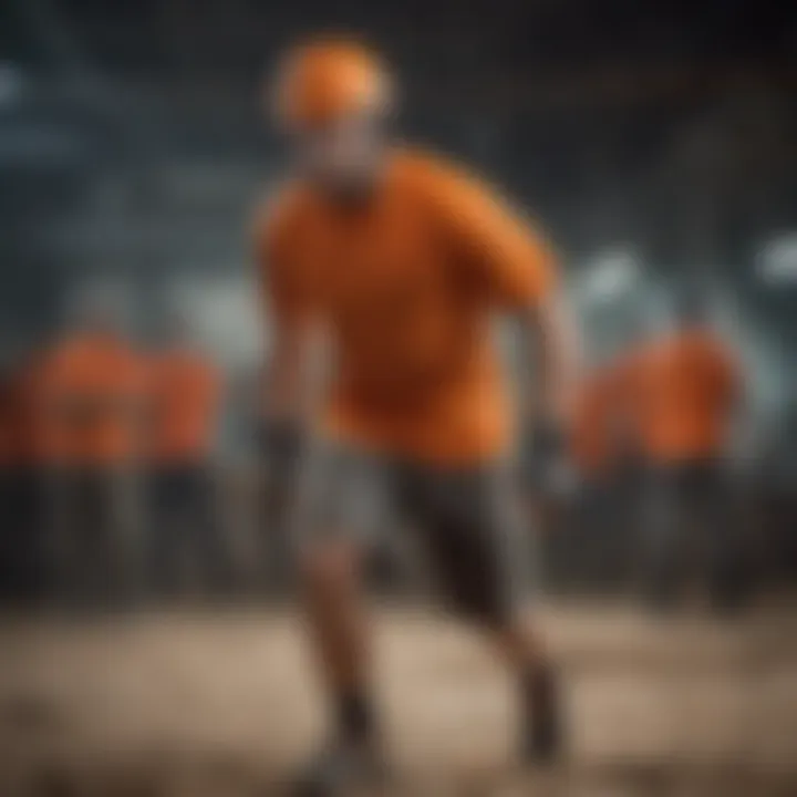 Dynamic athlete wearing an orange shirt during an extreme sports event