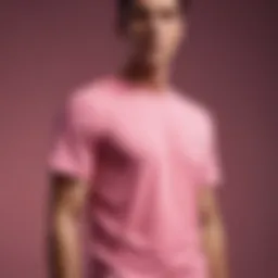 Stylish pink t-shirt on a minimalistic backdrop showcasing modern fashion.