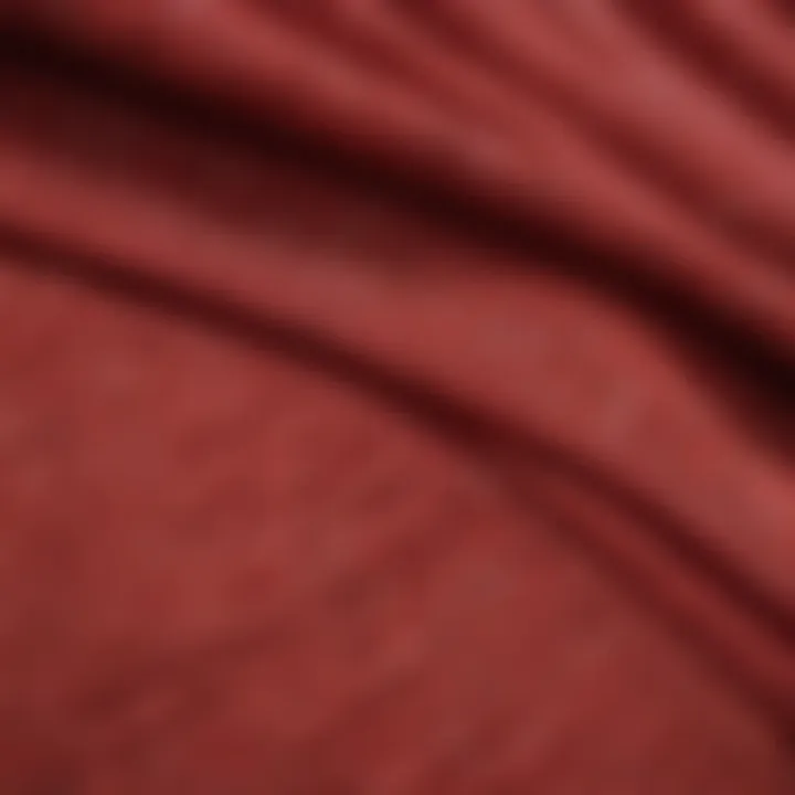 Close-up of red bandana sweatpants highlighting fabric texture and design