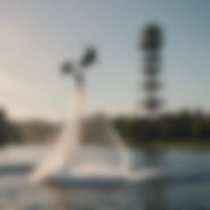 Spectators enjoying a wakeboarding event featuring a big air tower