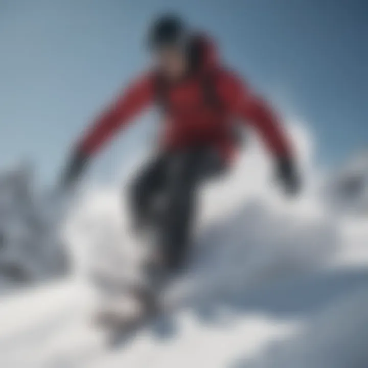 A snowboarder expertly navigating through fresh powder on a mountain