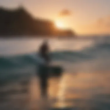 Group of surfers enjoying a sunset session