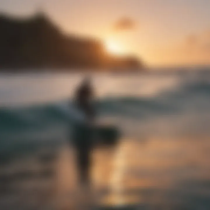 Group of surfers enjoying a sunset session