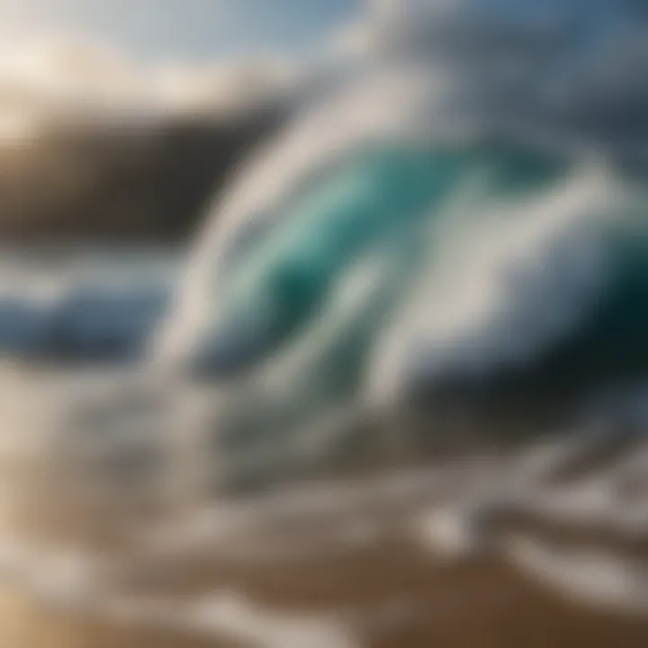 Spectacular waves crashing against a pristine beach