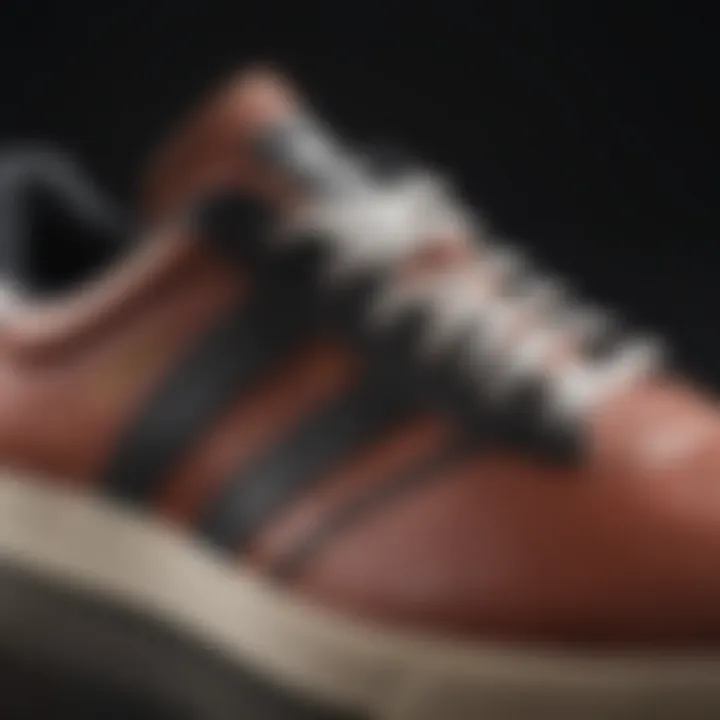 Close-up of the materials used in Adidas Vulc shoes, highlighting durability and performance.