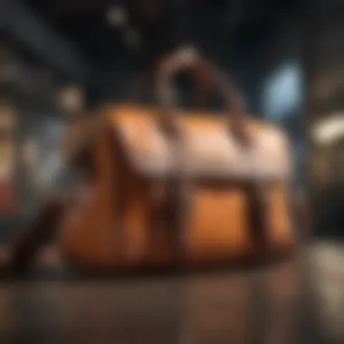 Vibrant Bag Collection in Fashion Outlet A vibrant display of various stylish bags in a chic outlet setting.