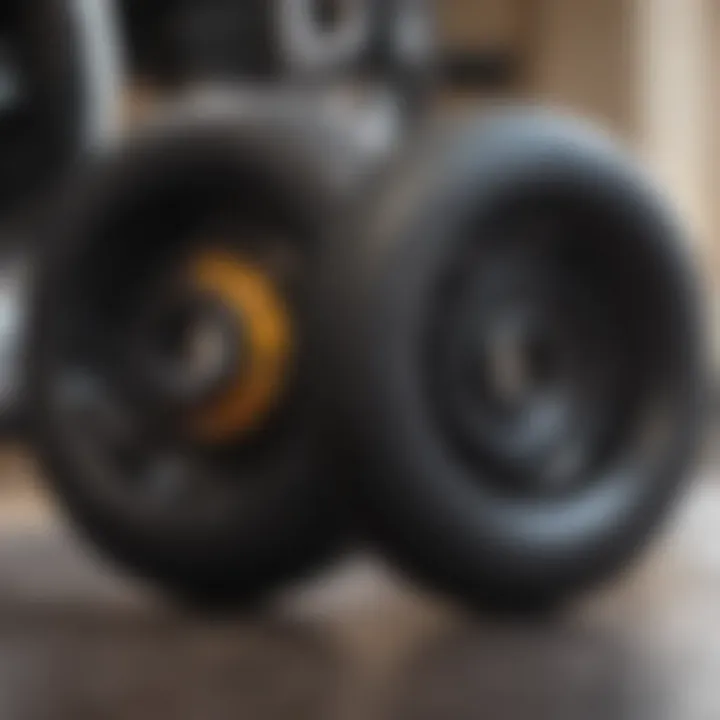 Different diameter black longboard wheels displayed for comparison