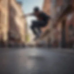 A skateboarder performing a trick on a city street