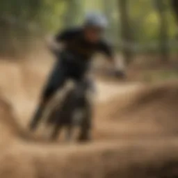 A cyclist navigating a challenging pump track