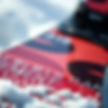 Close-up of a snowboarding element board showcasing material texture
