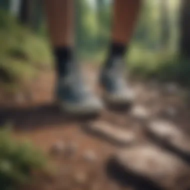 Converse Footwear on Scenic Hiking Trail Converse footwear on a trail