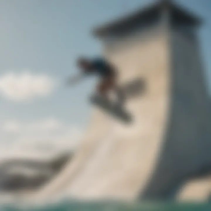 Close-up of wakeboarders enjoying the ramps and jumps at the tower