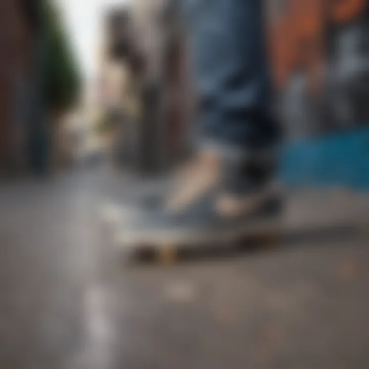 Nike SB Chron shoes on a skateboard with urban graffiti background