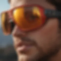 Close-up view of Oakley Gascan Prism sunglasses showcasing lens technology