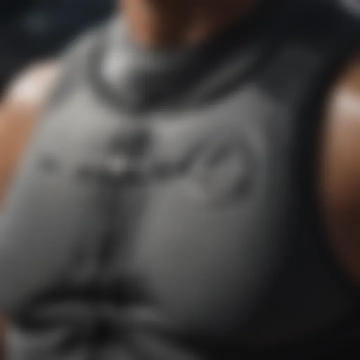Close-up of materials used in O'Neill wetsuit vest for enhanced performance