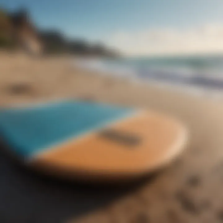 Close-up of a surf balance board on a beach