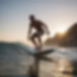 Surfer practicing on a balance board